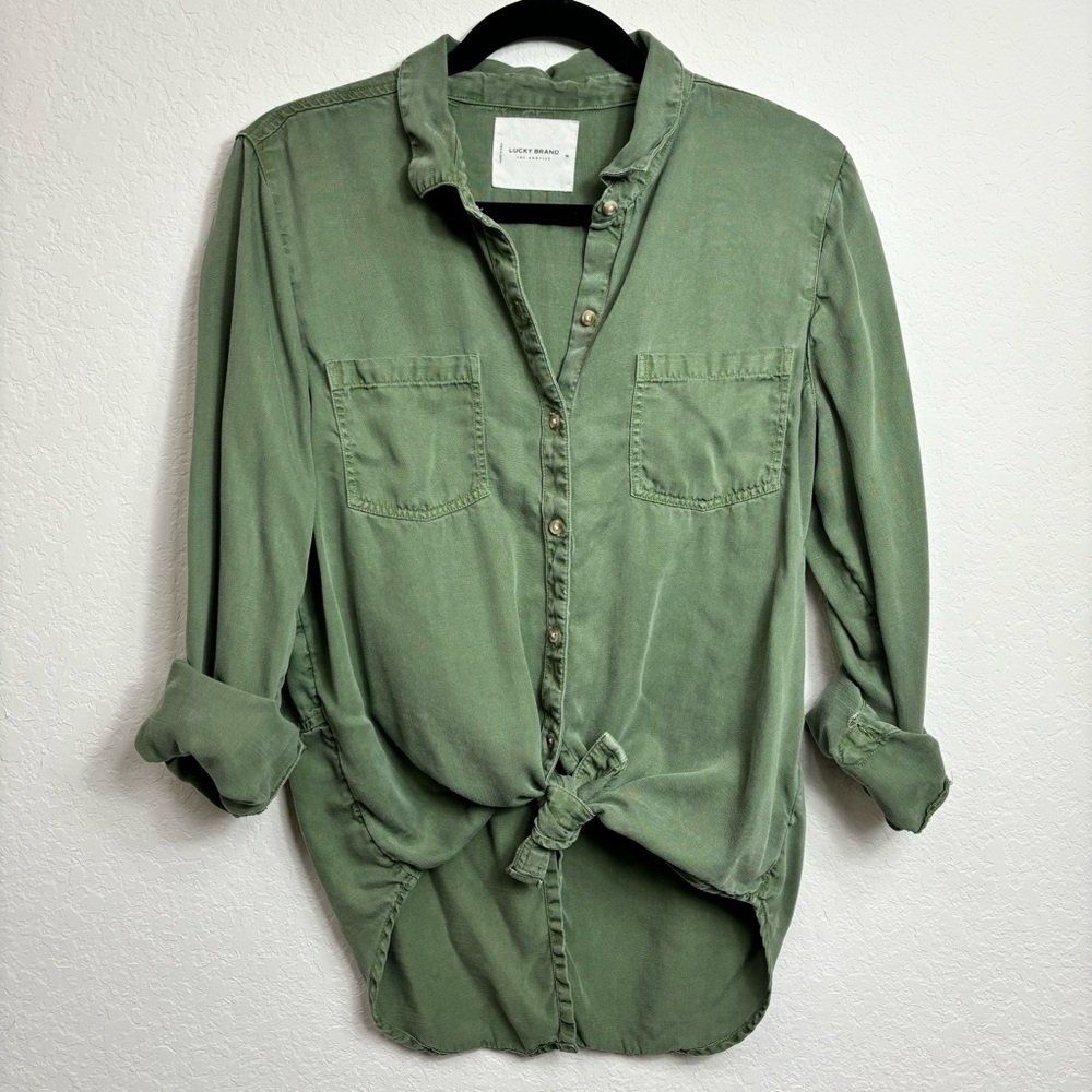 Lucky Brand Olive Button Down Shirt Size Medium
